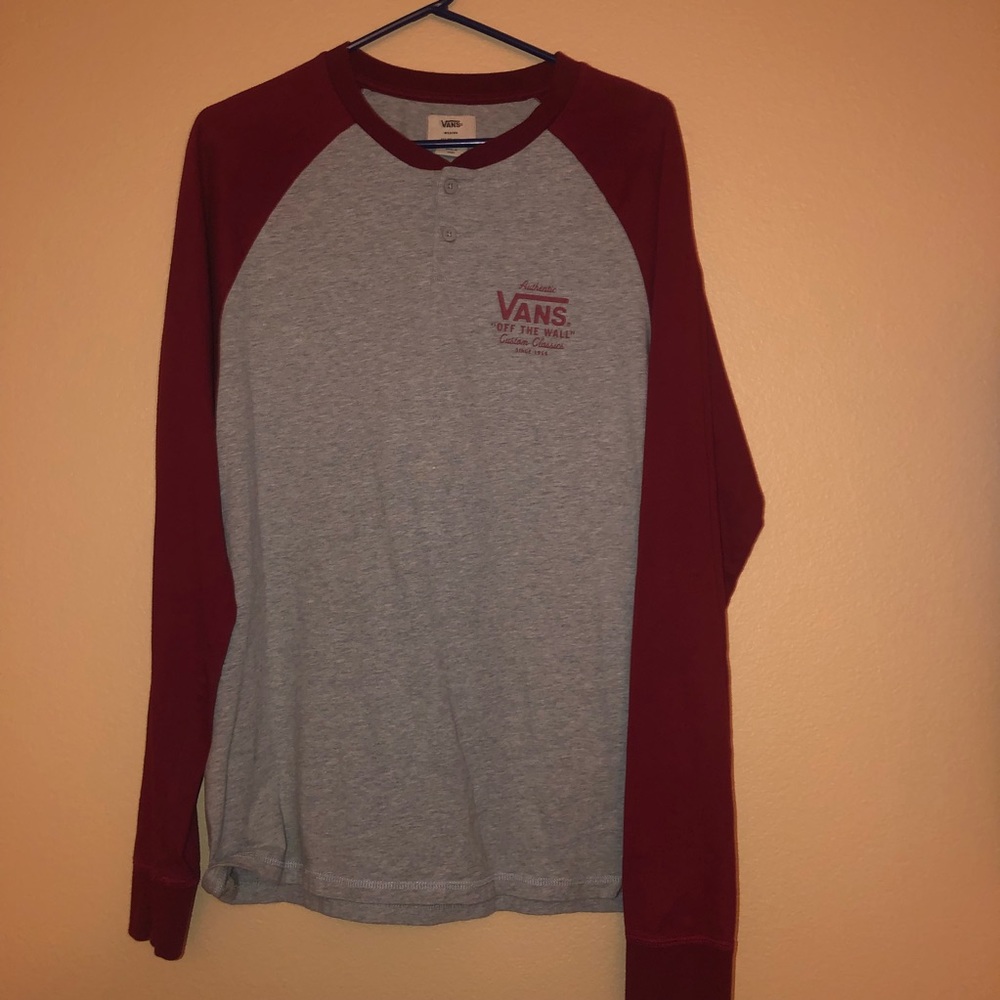 VANS Maroon and grey long sleeve tee